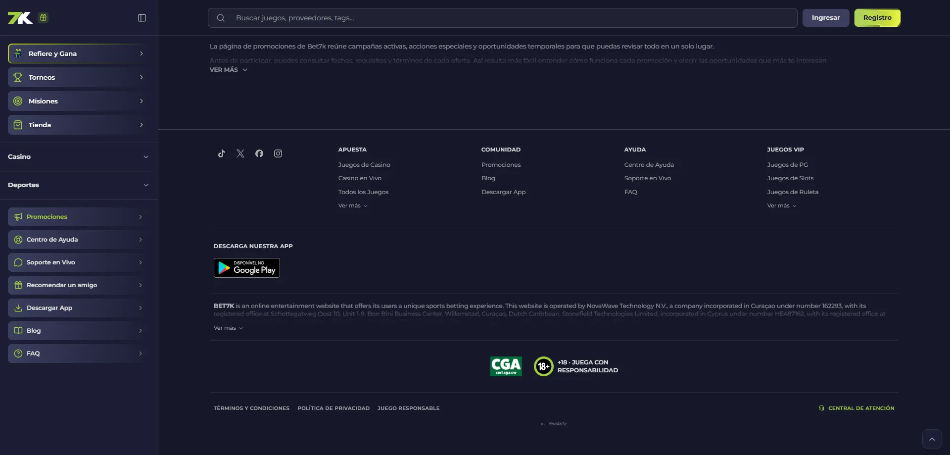 Apuestas deportivas en vivo y pre-partido en Bet7k Chile